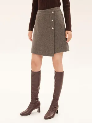 Asymmetric Washable Wool Wrap Skort Simple Fit budget-friendly