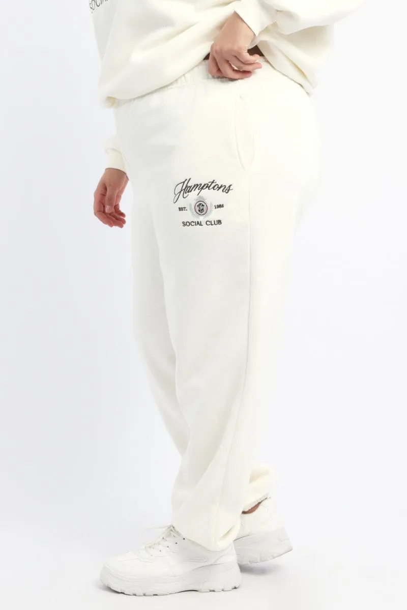 White Track Pants High Rise MoistureWicking