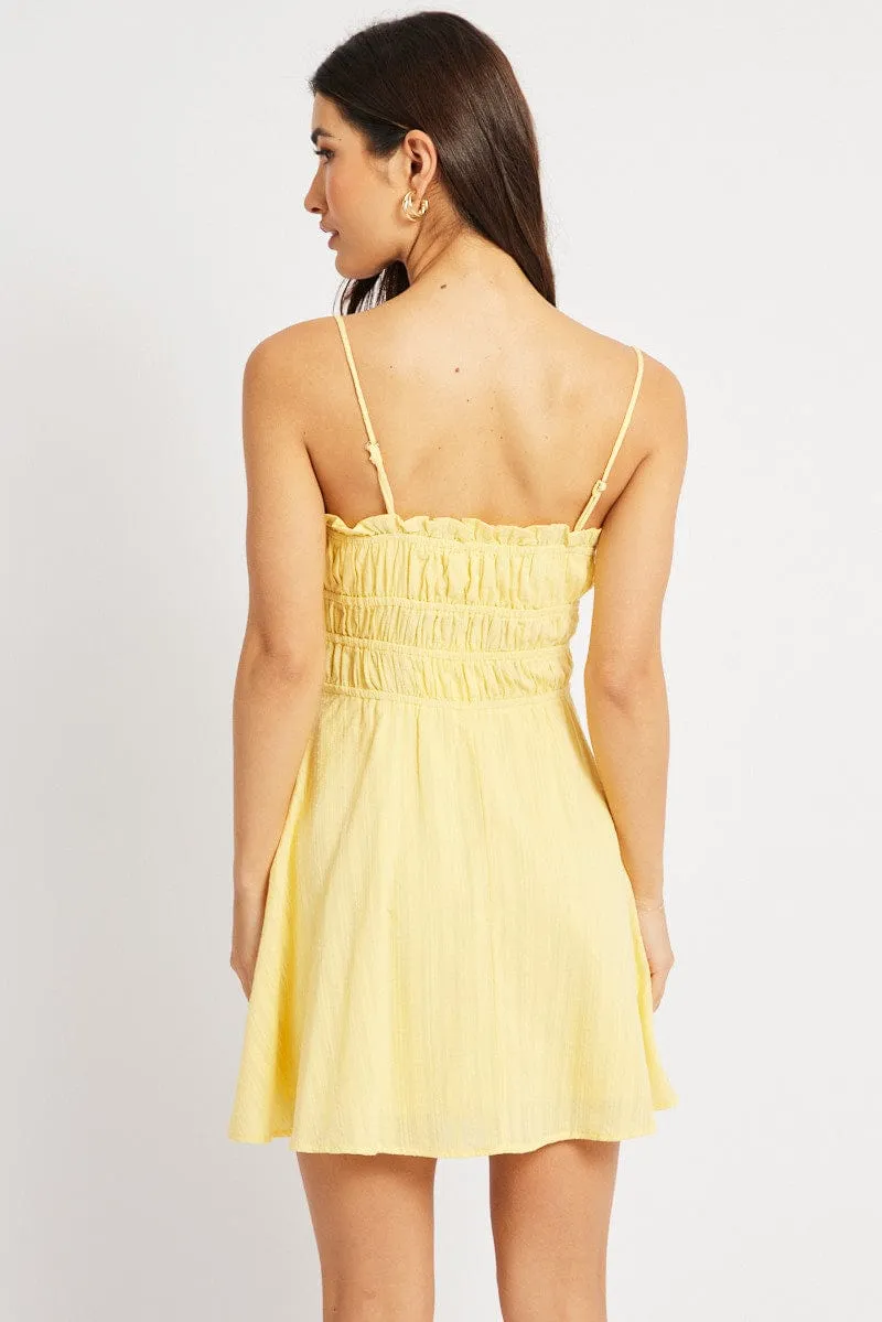 Catch Eyes Yellow Fit And Flare Dress Mini