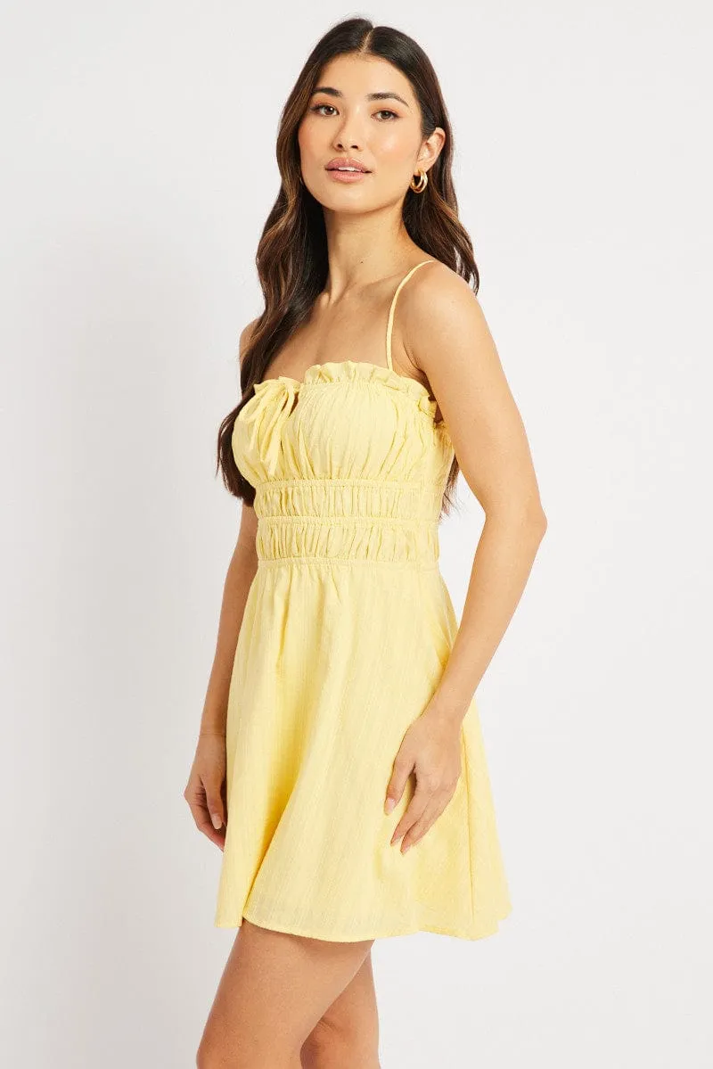 Casual chic style Fresh Design Yellow Fit And Flare Dress Mini