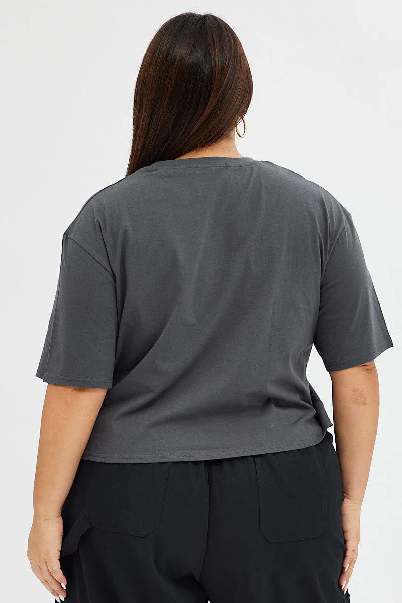 Grey Short Sleeve California Eagle T-shirt Effortless Fashion