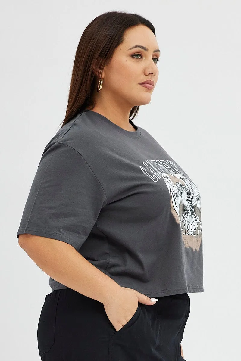 Fashion-Forward Grey Short Sleeve California Eagle T-shirt