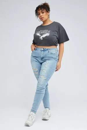 Denim Skinny Jeans High Rise Day Out Style