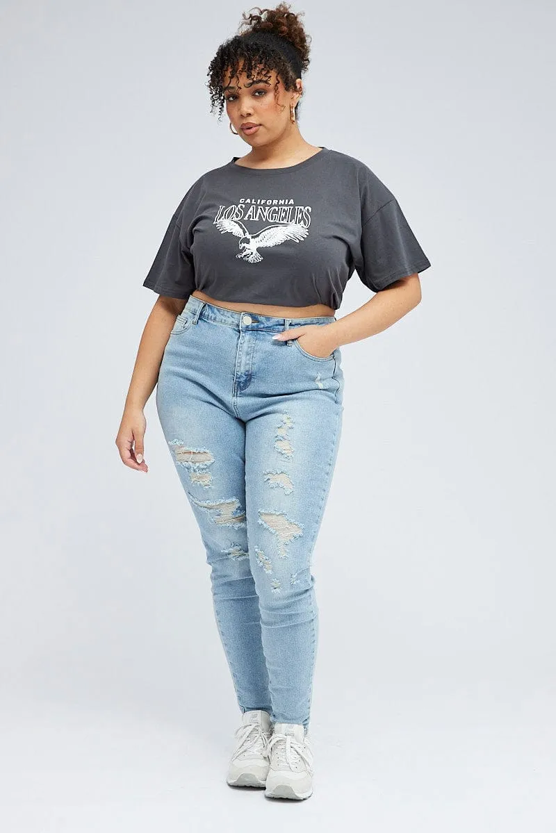 Casual Cool Denim Skinny Jeans High Rise