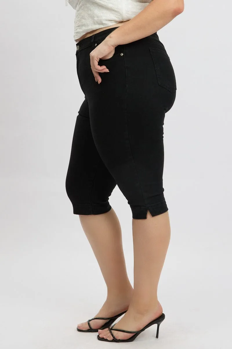 Cozy Fit Forest Air Black Capri Jeans Mid Rise