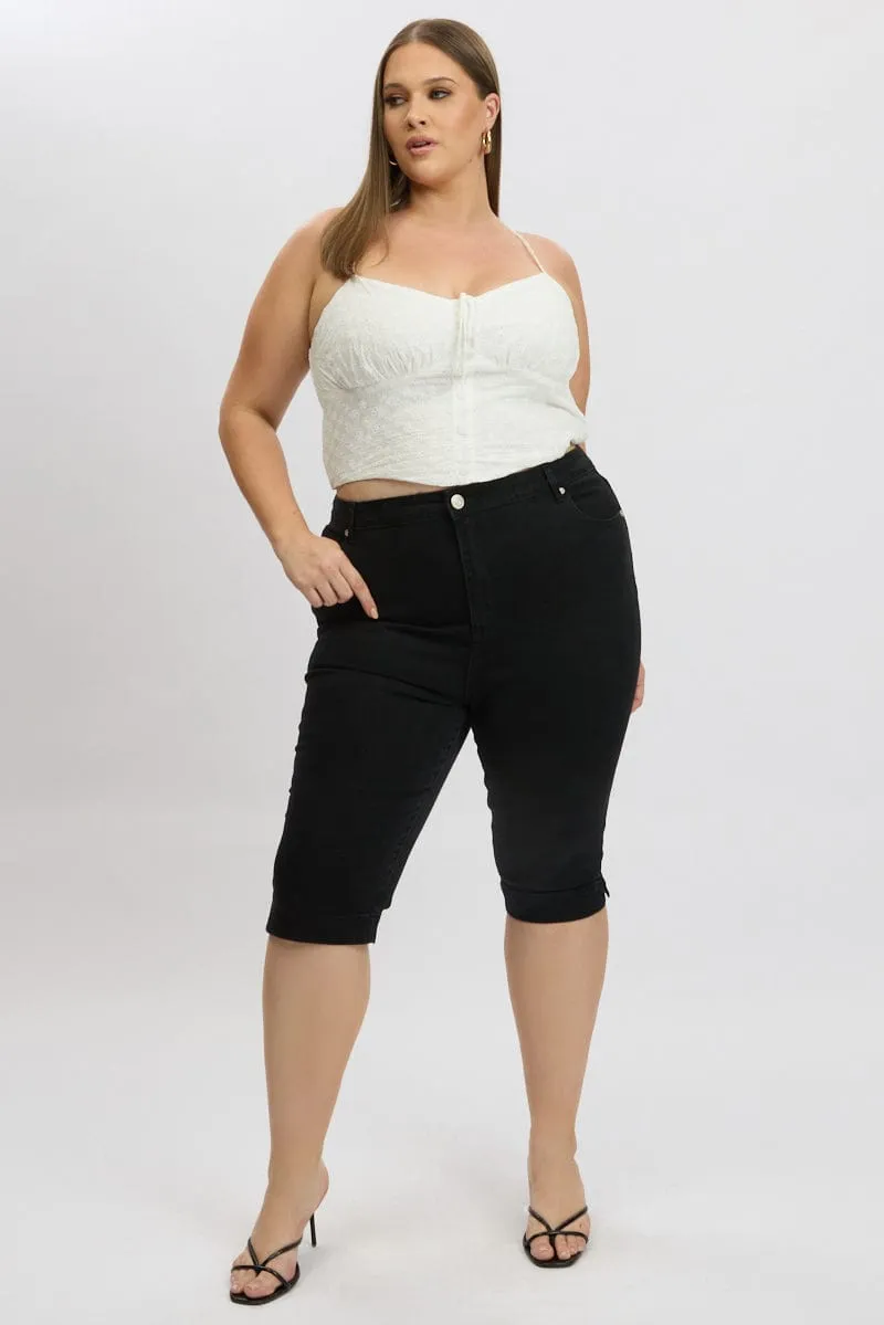 Black Capri Jeans Mid Rise Fantasy Glow SoftTouchFinish
