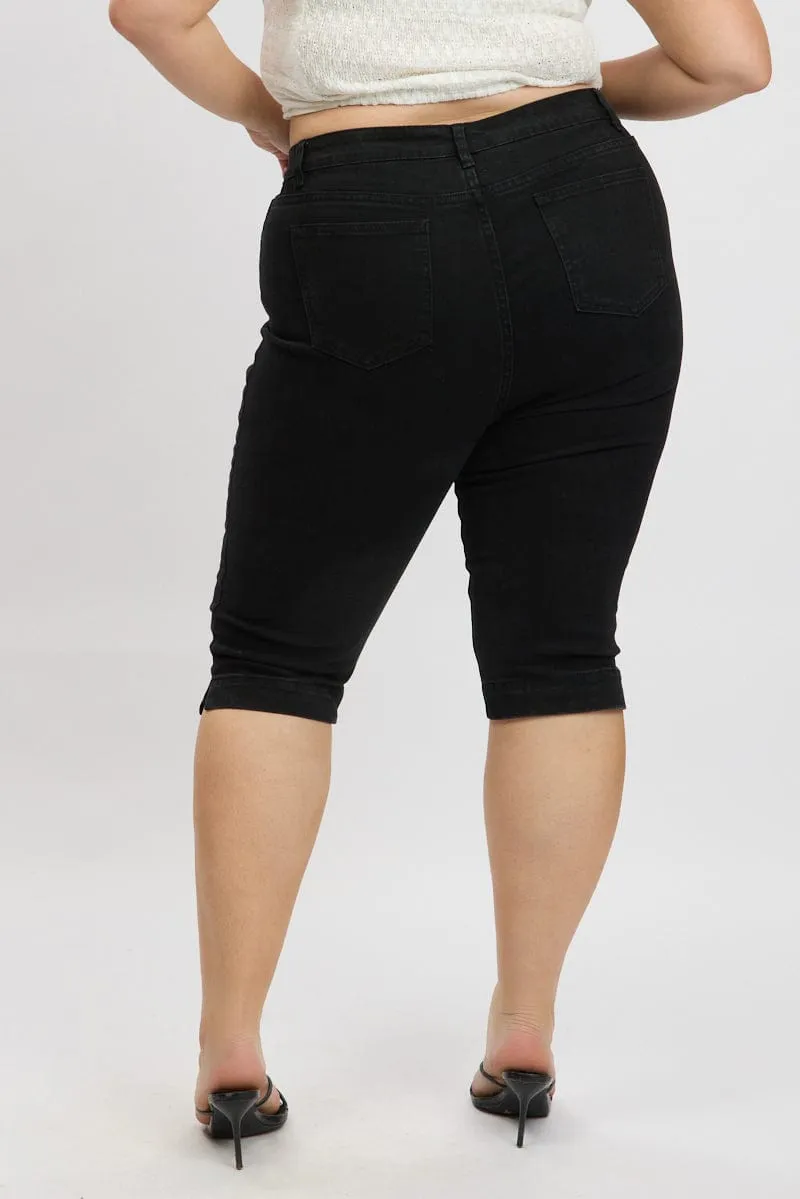Flex Fit Flash Look Black Capri Jeans Mid Rise
