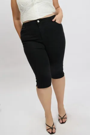 Black Capri Jeans Mid Rise Sport Ease Fashion Layers