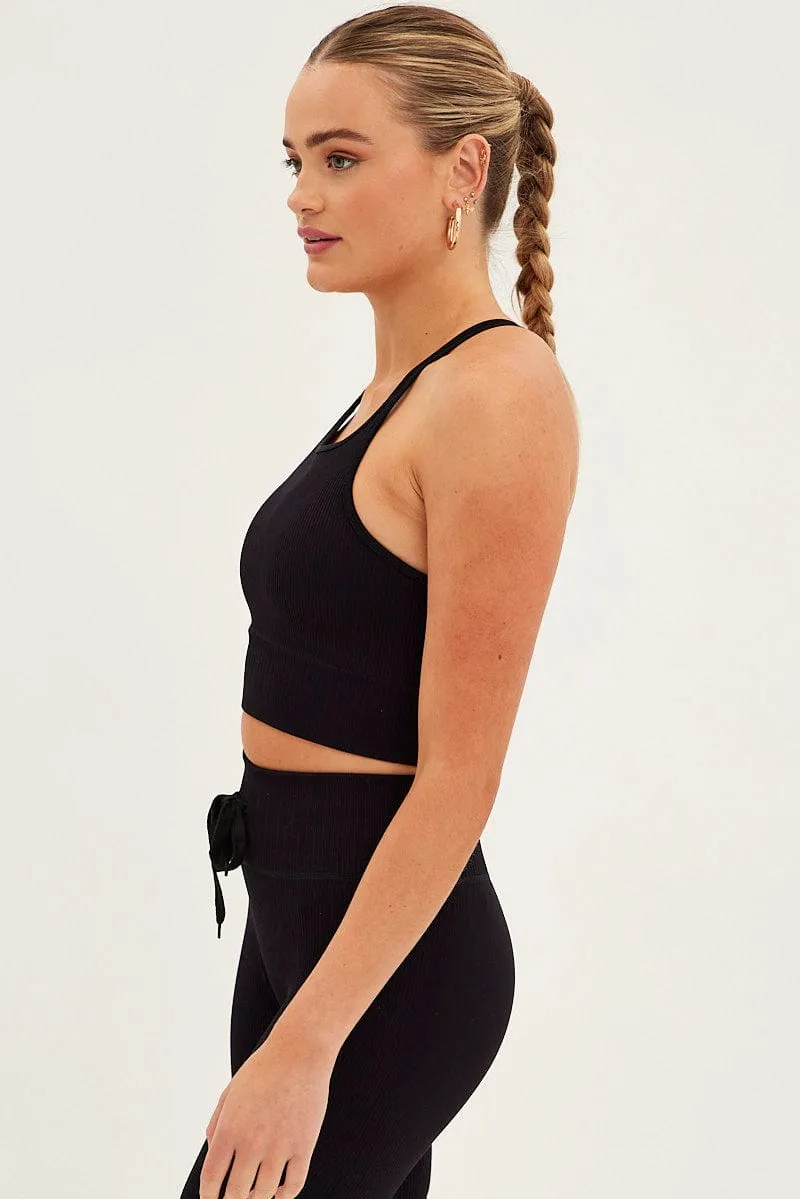 Black Seamless Activewear Singlet Basic Top Stylish Shoes