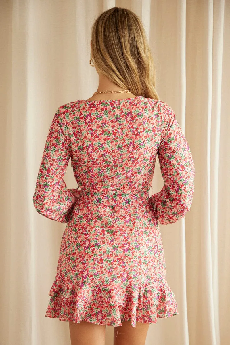 Print Skater Dress Long Sleeve Mini Trendy Outerwear Tribal Soul