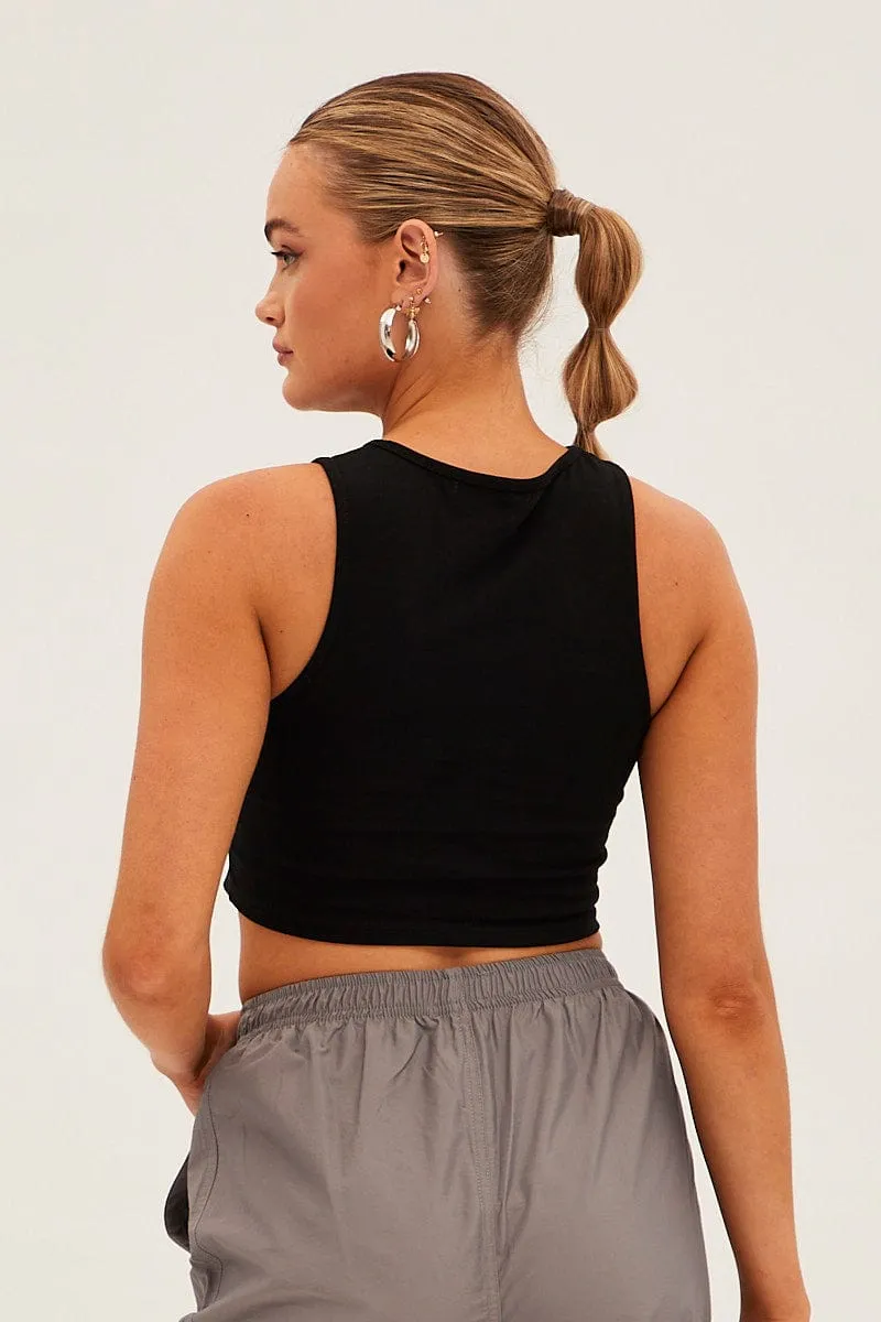 Black Graphic Crop Tank Epic Glow