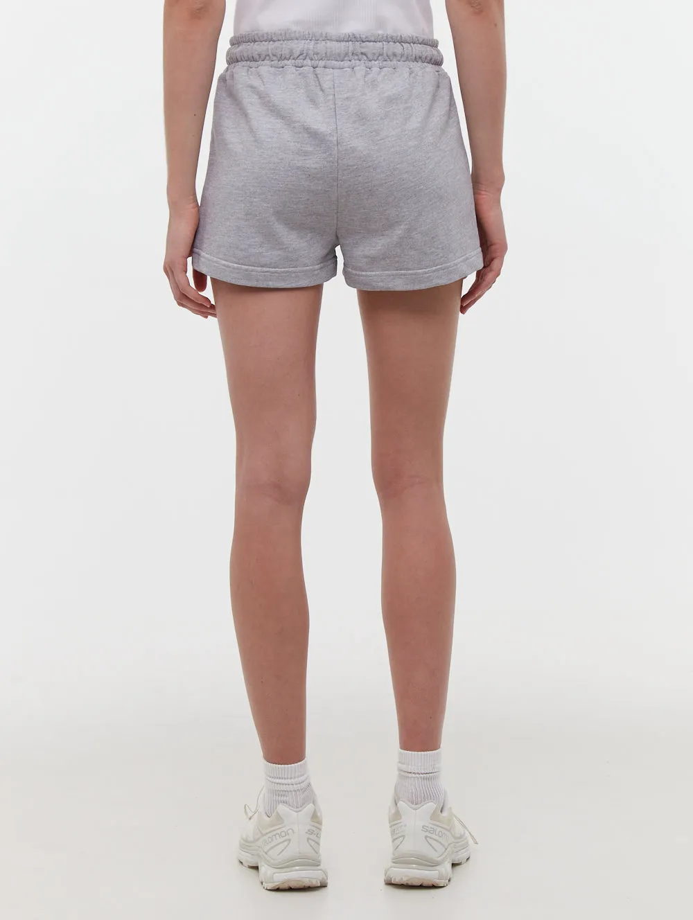 DoubleLayered Fabric Cozy Fit Phoebe Hip Logo Jogger Shorts