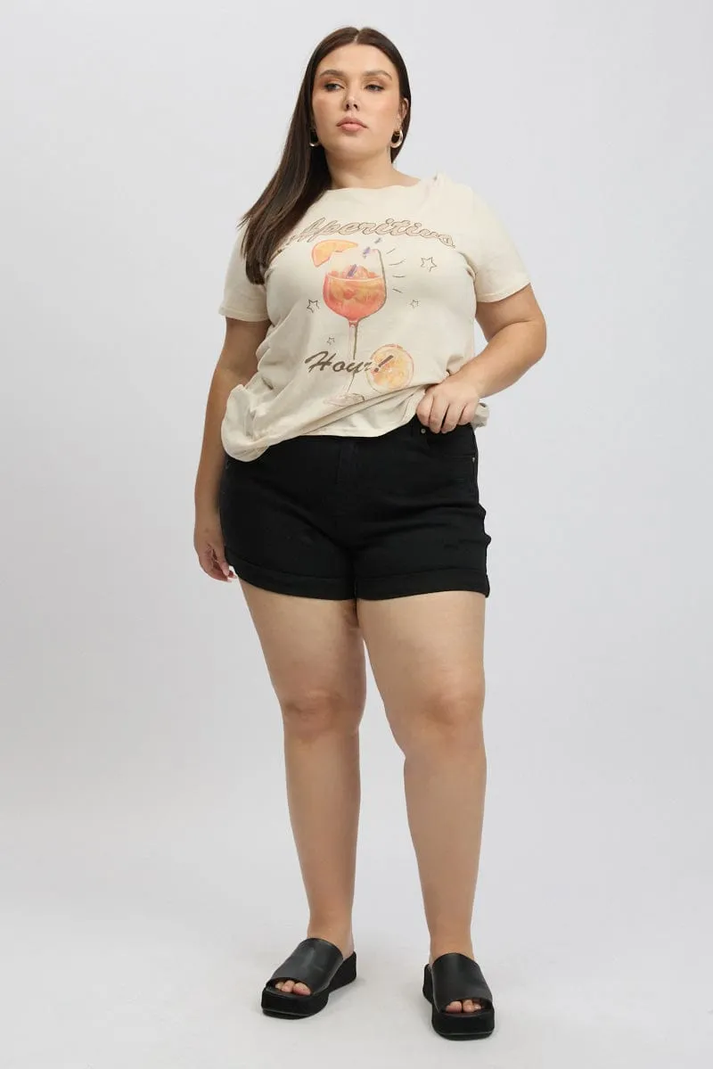Heat Safe NonRestrictiveSilhouette Black Skinny Shorts High Rise Stretched