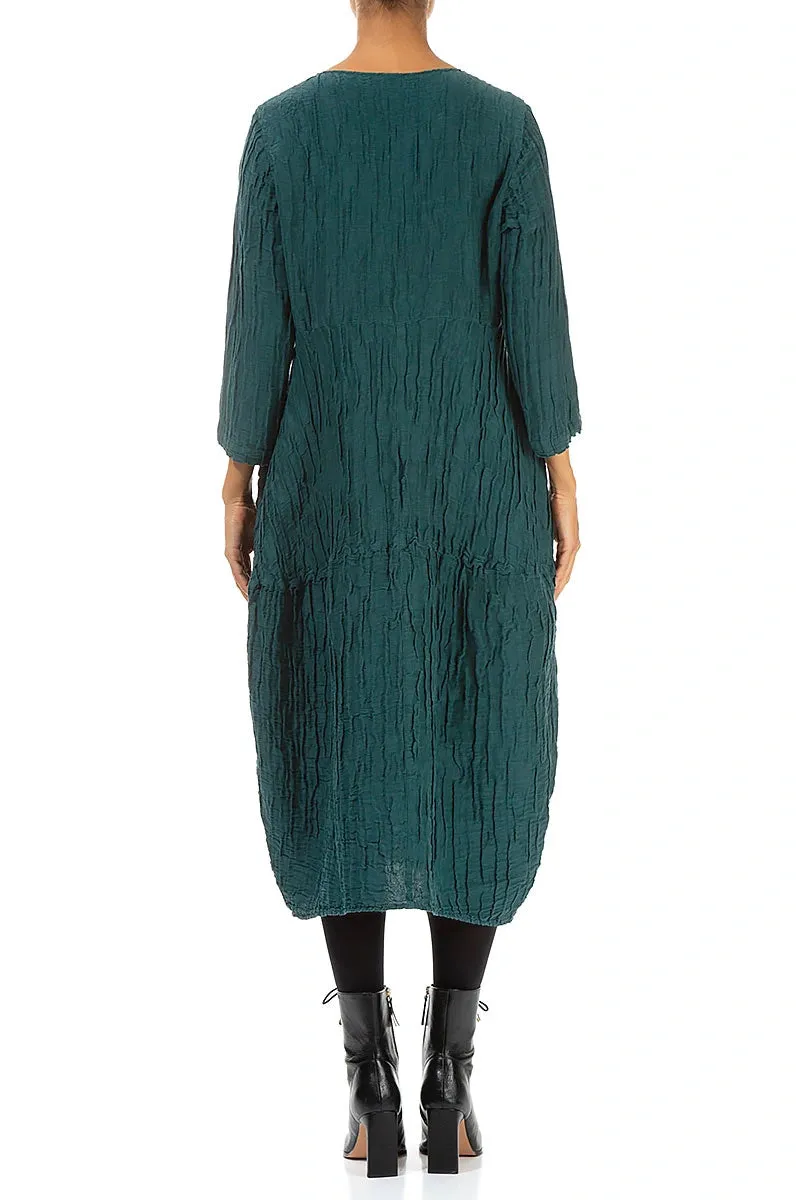 Ergonomic Pattern Soft Hoodie Balloon Crinkled Peacock Silk Linen Dress
