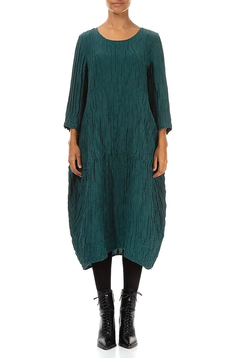FlexibleNeckline lightweight pants Balloon Crinkled Peacock Silk Linen Dress