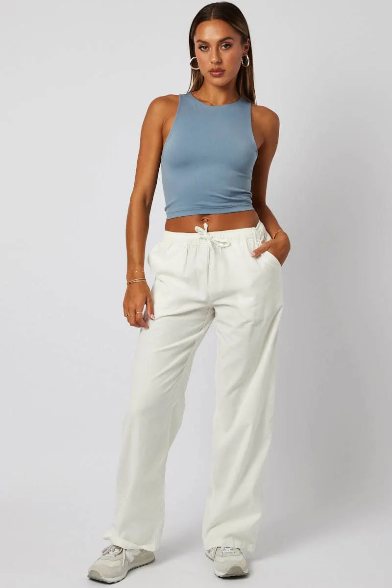 Sea Fit Professional Look Blue Tank Top Crew Neck Seamless