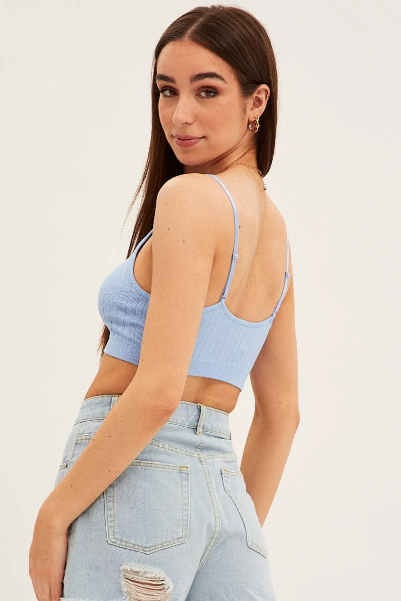 Blue Top Sleeveless Seamless breathable materials