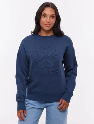 Ilma Deboss Crew Neck - Blue Fresh Ease