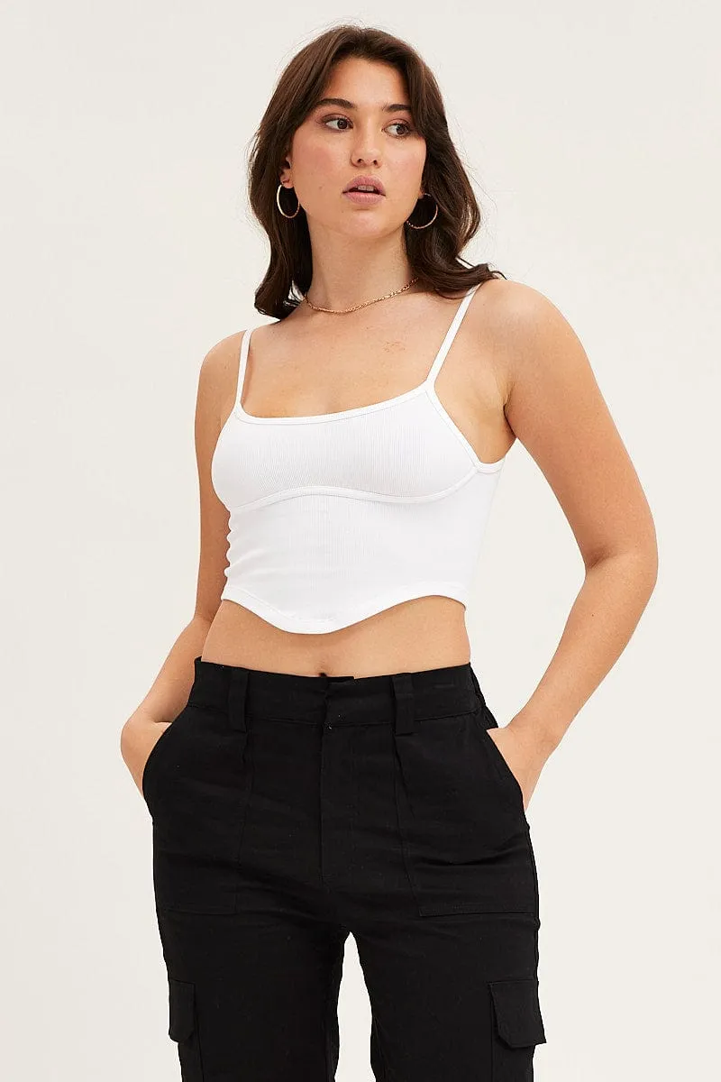 WaterResistant Coating Picnic Fun White Seamless Corset Detail Singlet Top