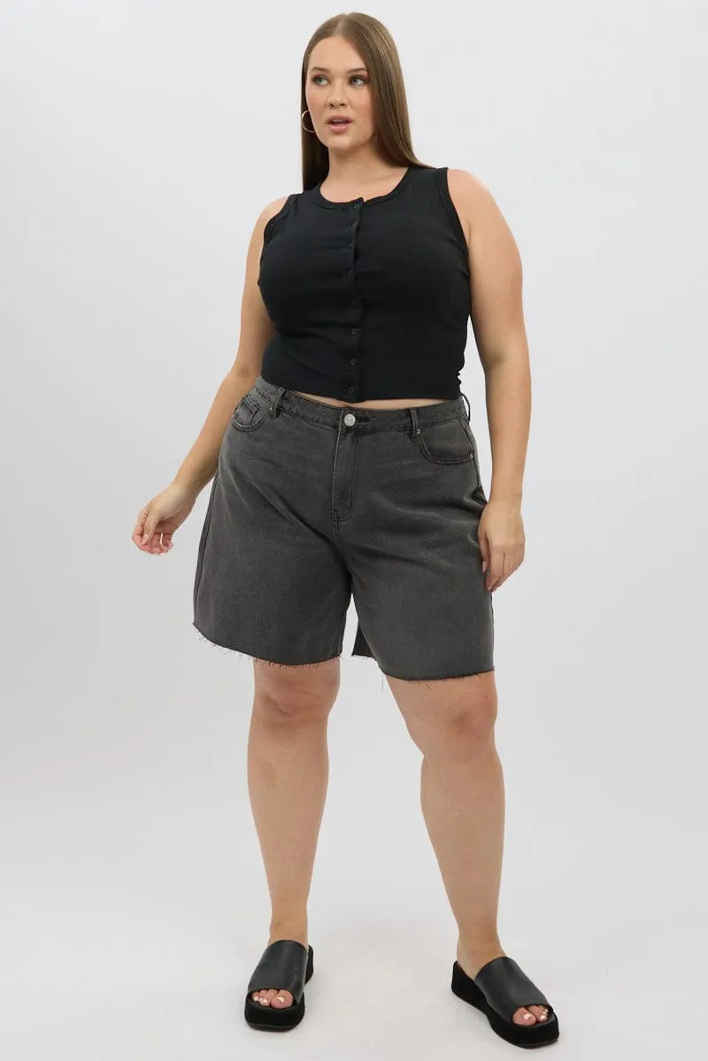 Black Button tank Top OdorControlTech