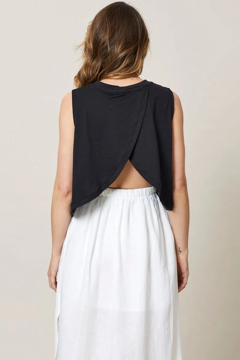 Black Maternity Nursing Basic Tank Crop Top Calm Core Breathable Lining