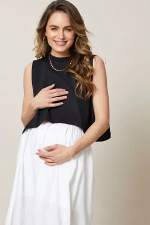 Teen Fresh Beach Ease Black Maternity Nursing Basic Tank Crop Top