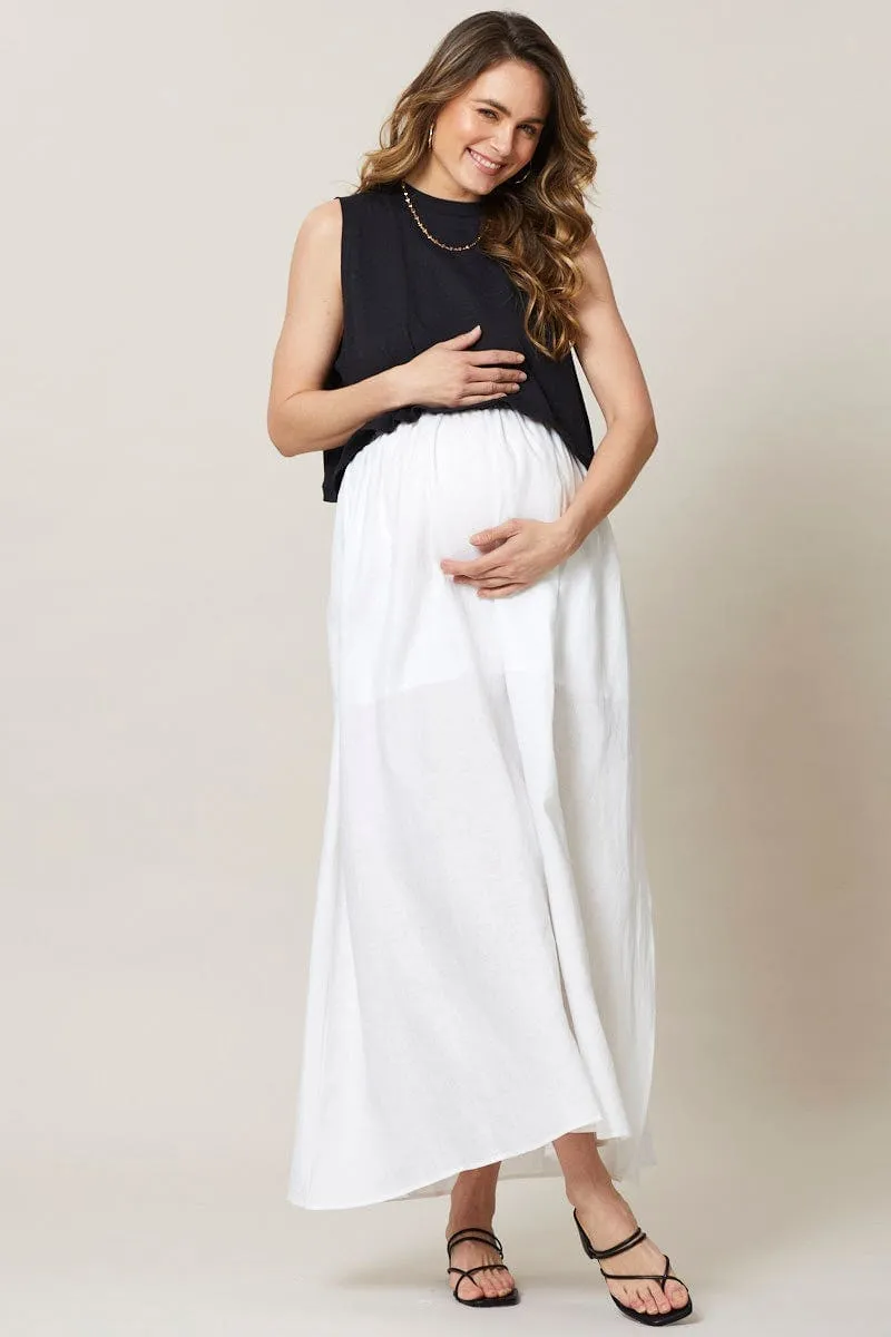 Black Maternity Nursing Basic Tank Crop Top StainlessZippers