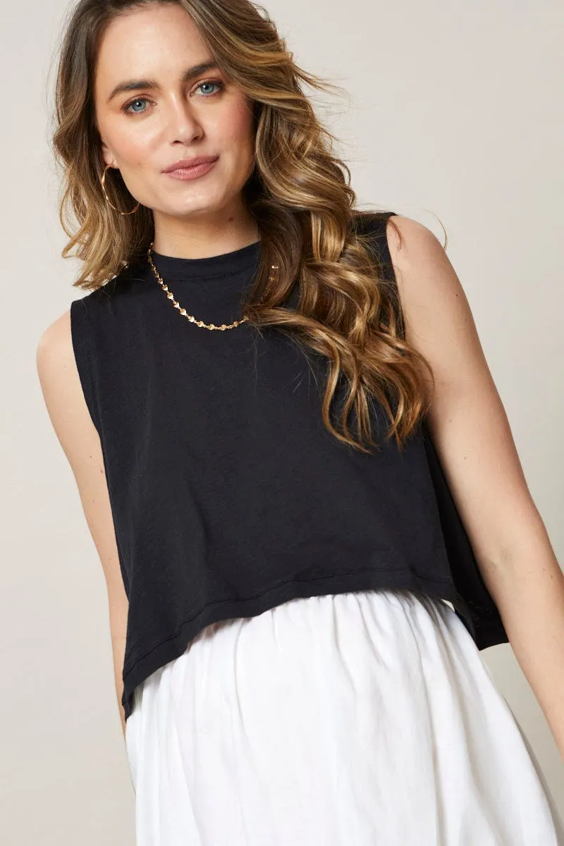 Black Maternity Nursing Basic Tank Crop Top NonSlipGrip DoubleLayered Structure