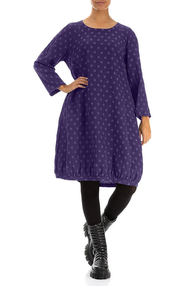 Jump Core Dotty Royal Purple Balloon Silk Dress