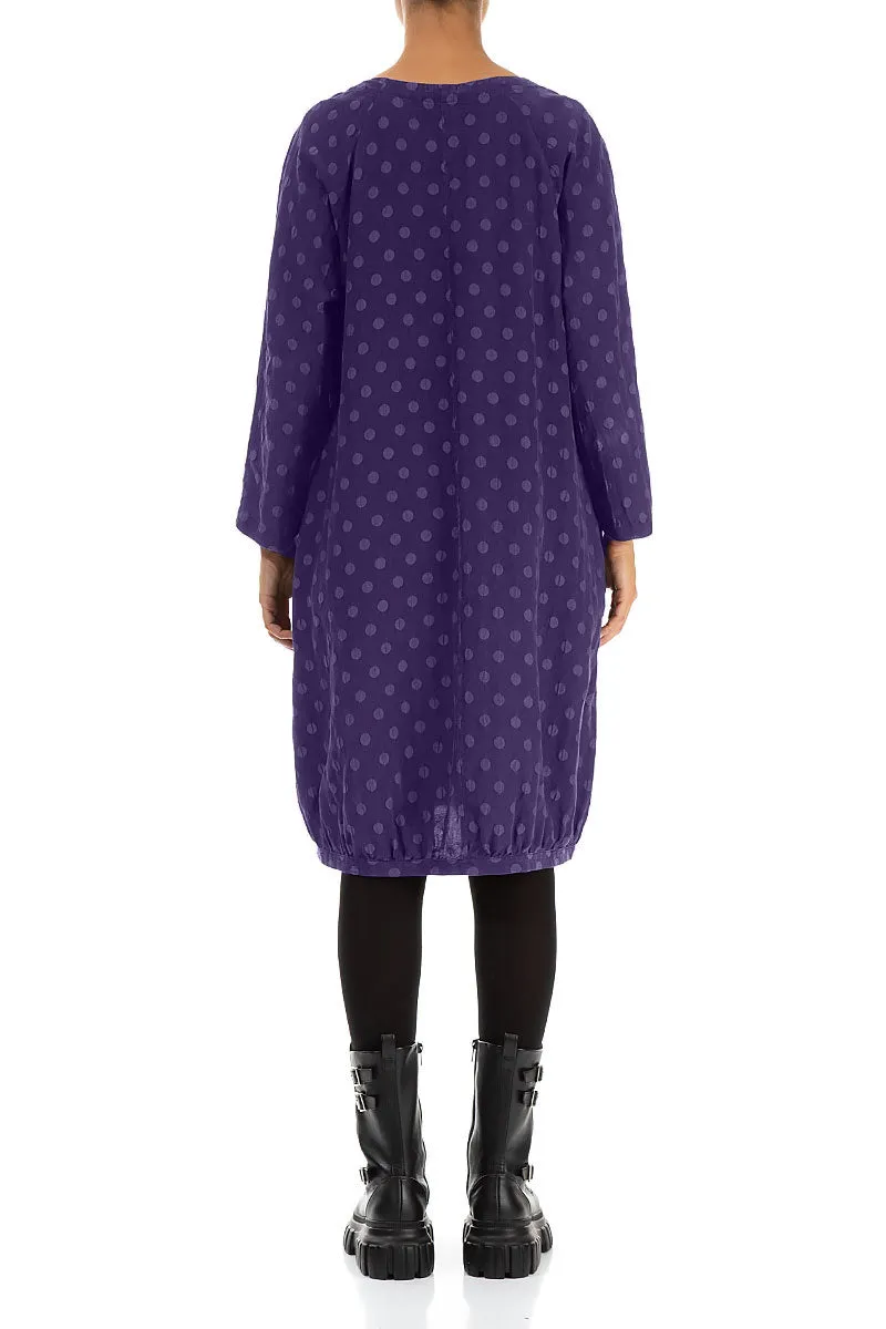 Sporty Design Dotty Royal Purple Balloon Silk Dress