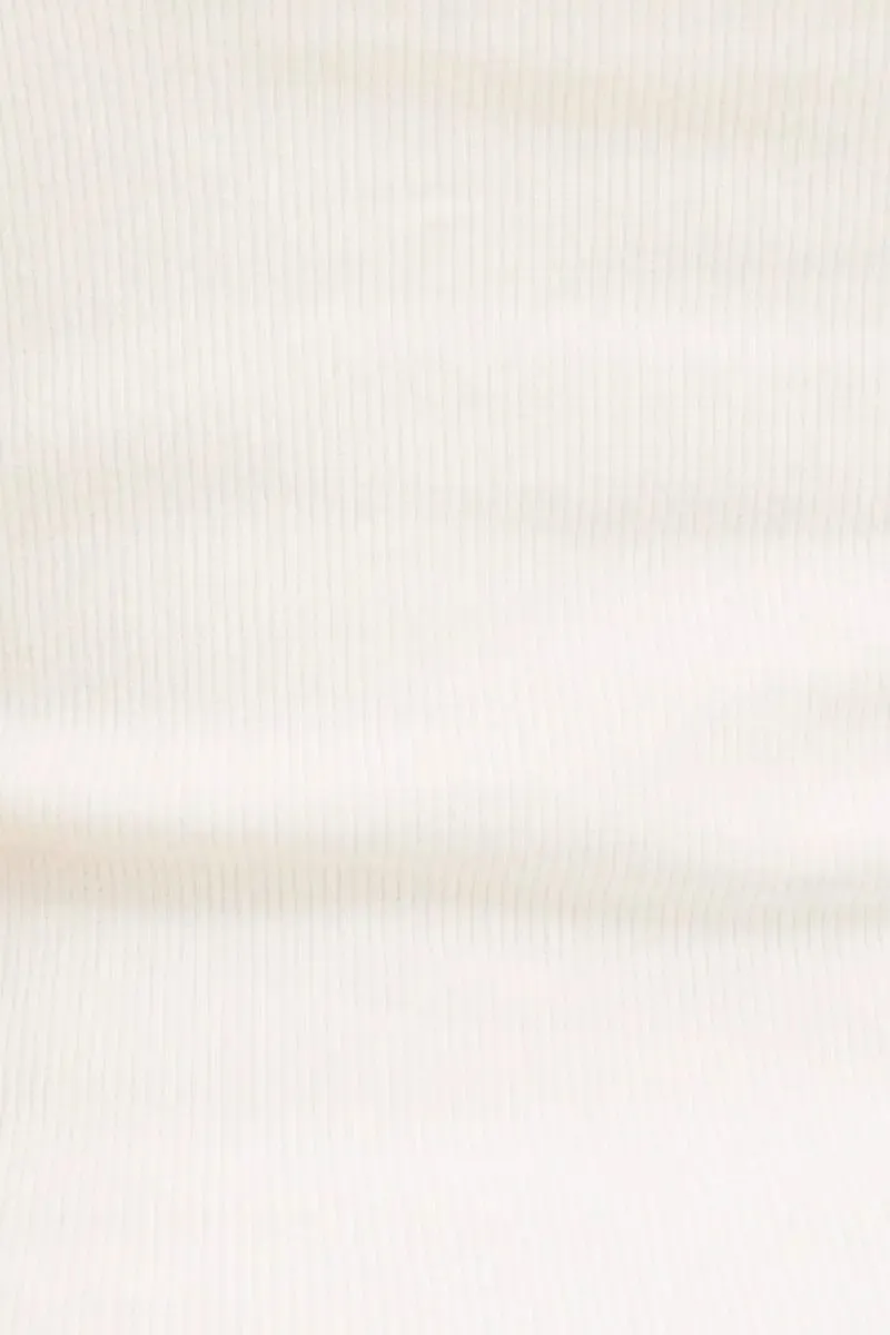 White Crop Tank Square Neck Cotton Blend Rib Cool Design