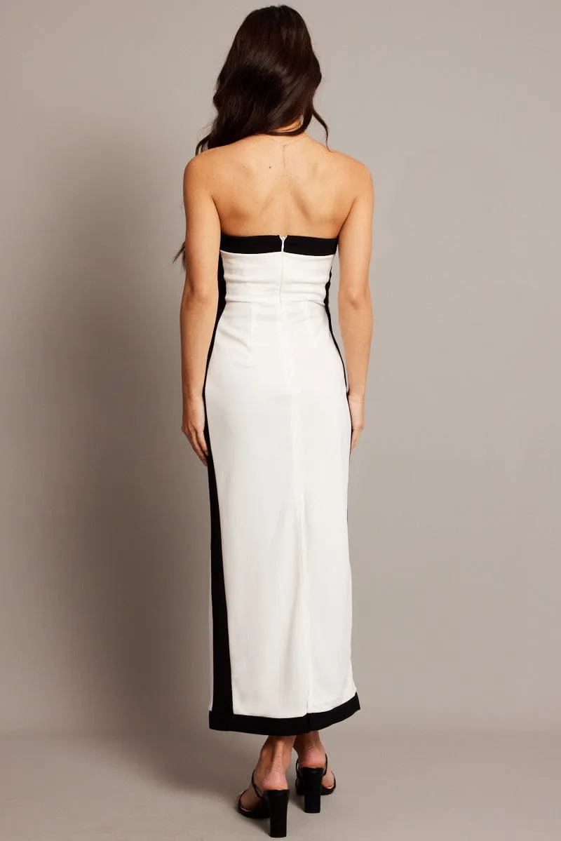 Relaxing Design Comfortable Sweater White Bodycon Dress Colorblock