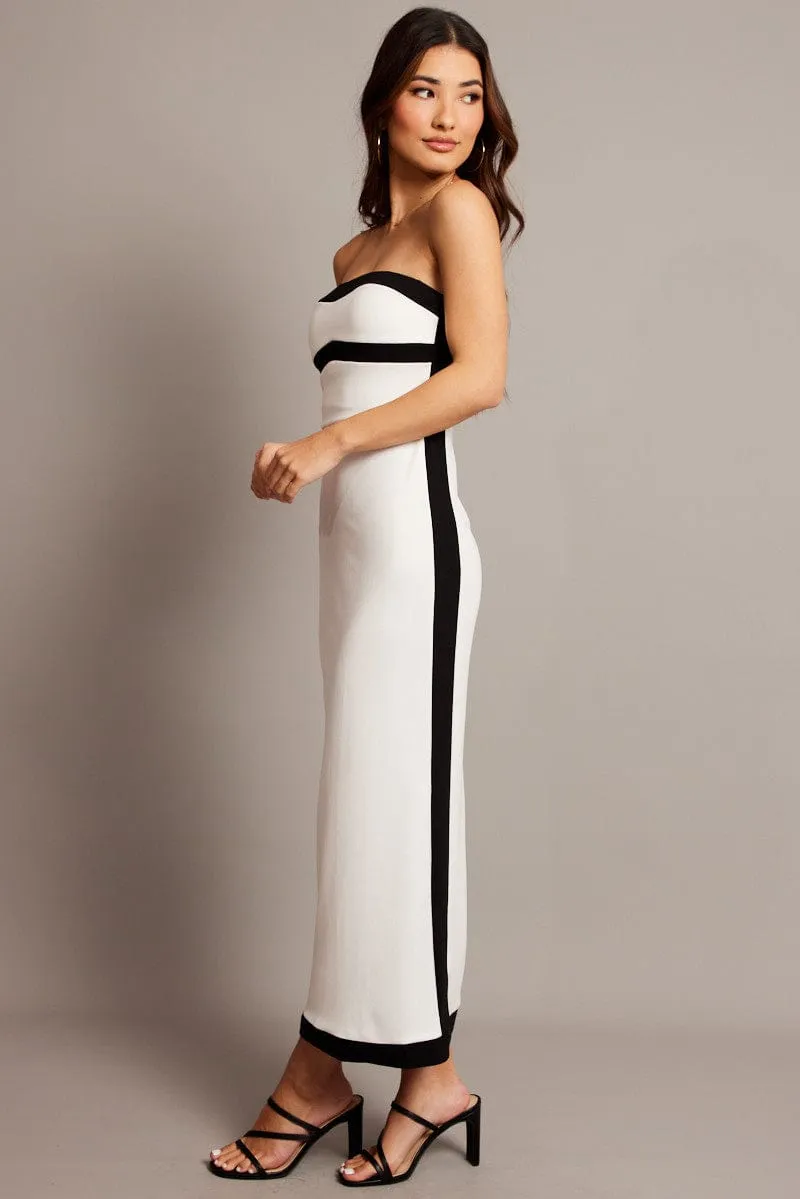 White Bodycon Dress Colorblock Faith Core Breathable Lining