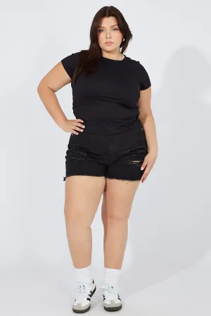 Black Relaxed Shorts High Rise Minimalist Style