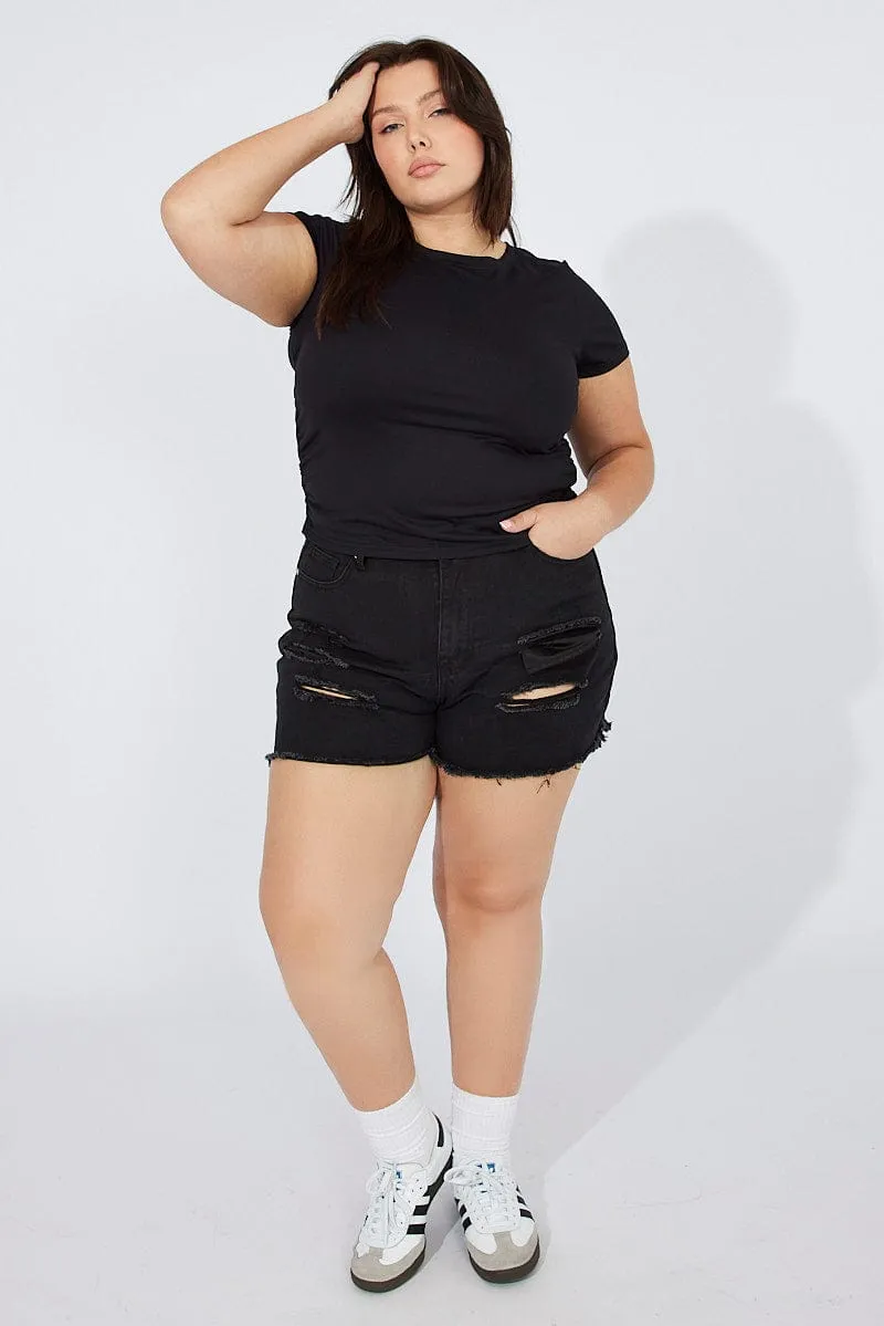 Black Relaxed Shorts High Rise Princess Glow Minimalist Style