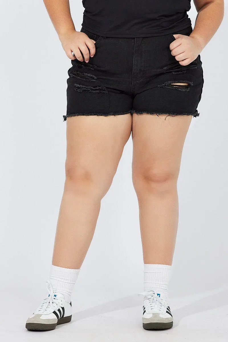 Eco-Friendly Material Black Relaxed Shorts High Rise