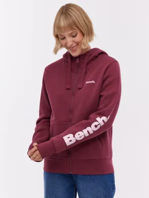 Darcine Zip-Up Hoodie with Sleeve Logo - Red Light Fabric Sharp Cut