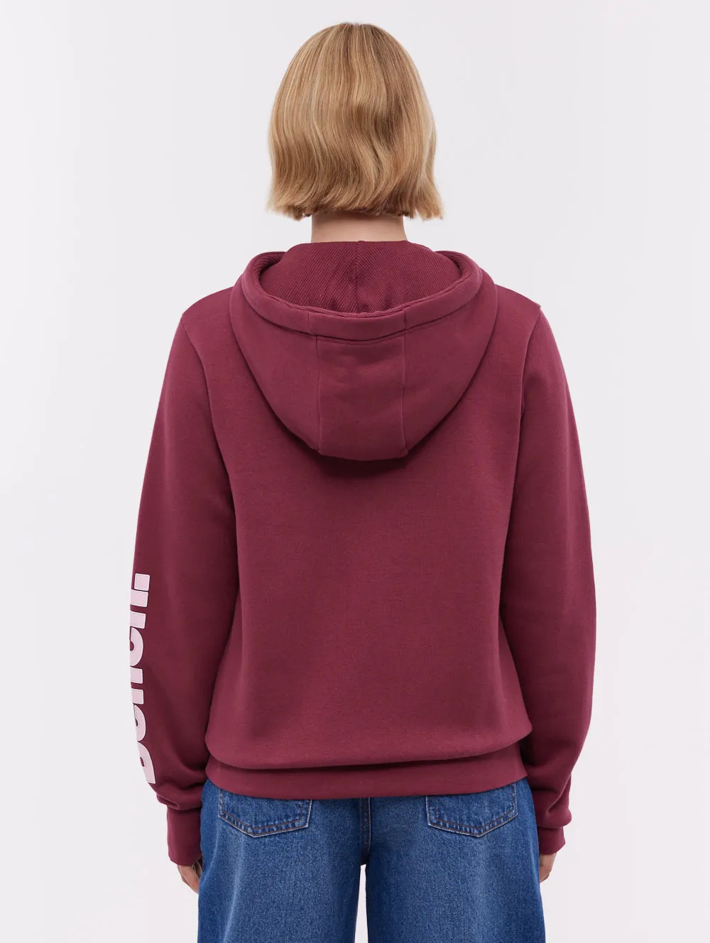 Office Attire Darcine Zip-Up Hoodie with Sleeve Logo - Red