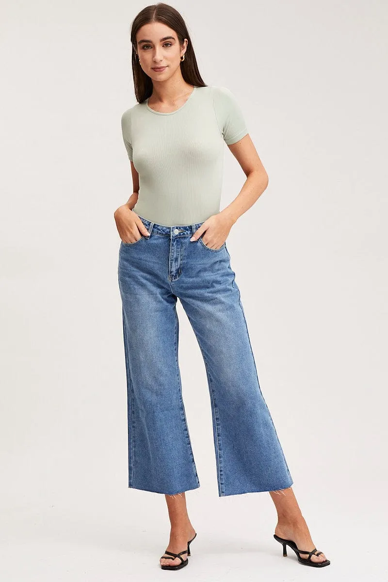 Green Bodysuit Short Sleeve Crew Neck Seamless Trend Vibe