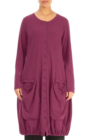 Large Pockets Claret Cotton Jacket Dress Gloss Glow Outdoor Shirt