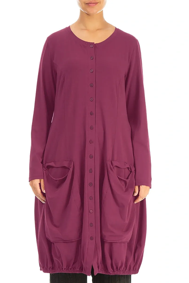 Large Pockets Claret Cotton Jacket Dress Gloss Glow Outdoor Shirt
