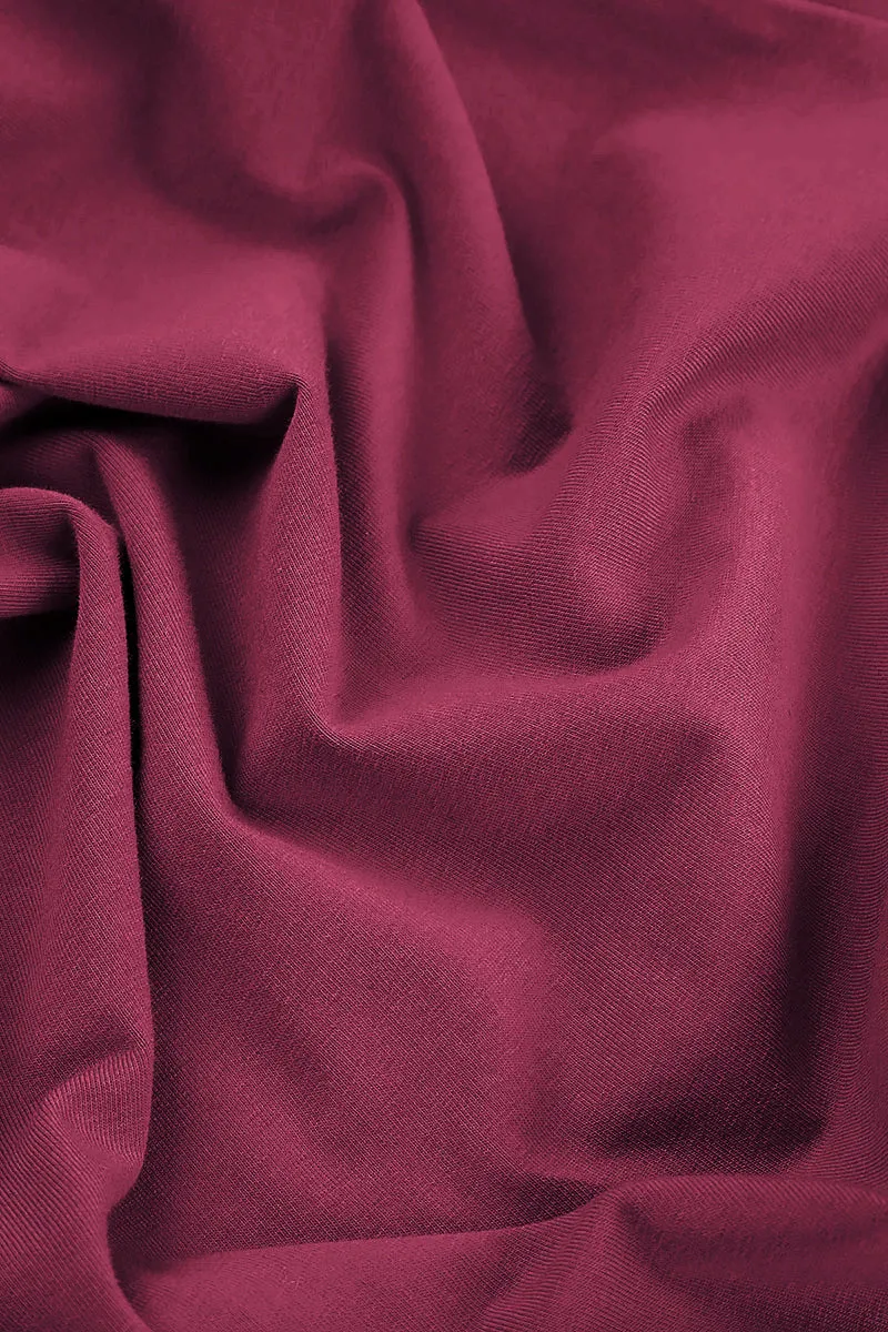 Large Pockets Claret Cotton Jacket Dress Cozy Pajama Set