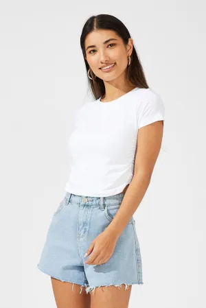 White T-Shirt Short Sleeve Crew Neck Ruched Seamless Breathable Lamination QuickRelease Closures