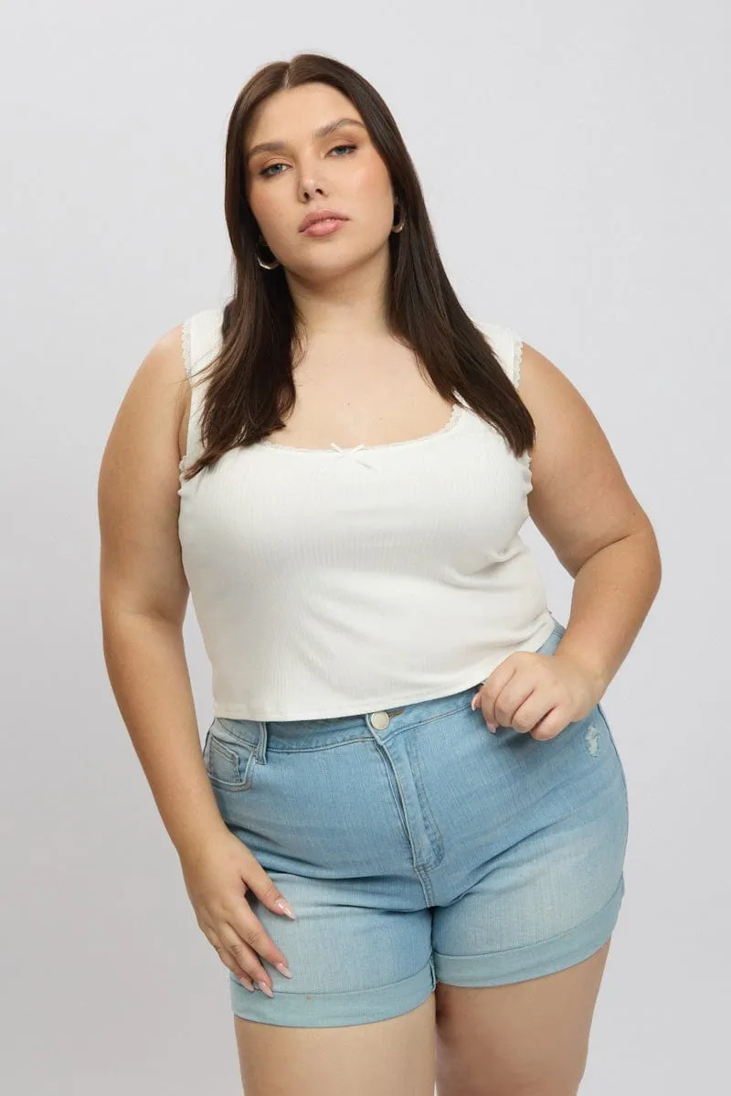 SnagResistant Weave White Tank Top Sleeveless