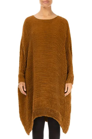 Wide Aged Copper Pliss?? Silk Kaftan Dress Adjustable Straps Practical Shorts
