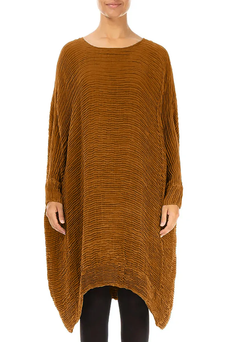 Wide Aged Copper Pliss?? Silk Kaftan Dress Adjustable Straps Practical Shorts