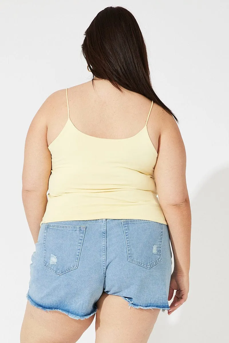Yellow Singlet Top Scoop Neck Supersoft Relax Vibe