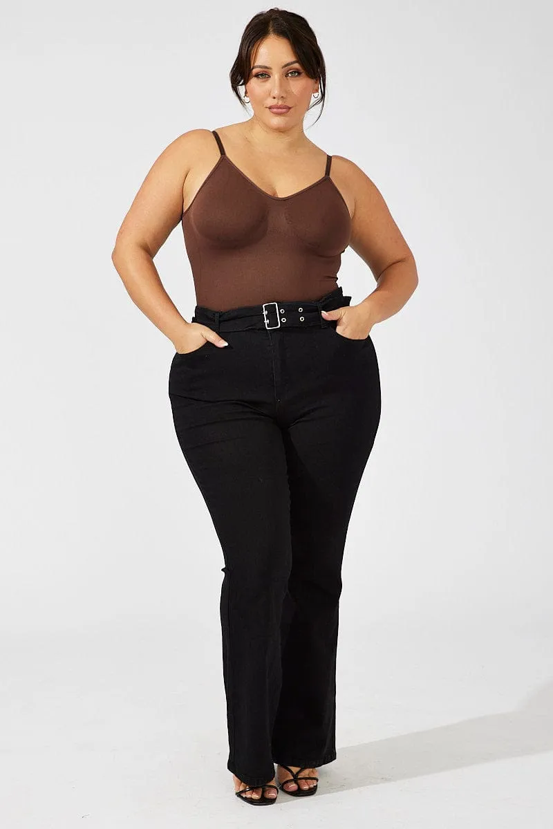 Smart Look Brown Seamless Backless Sculpting Bodysuit