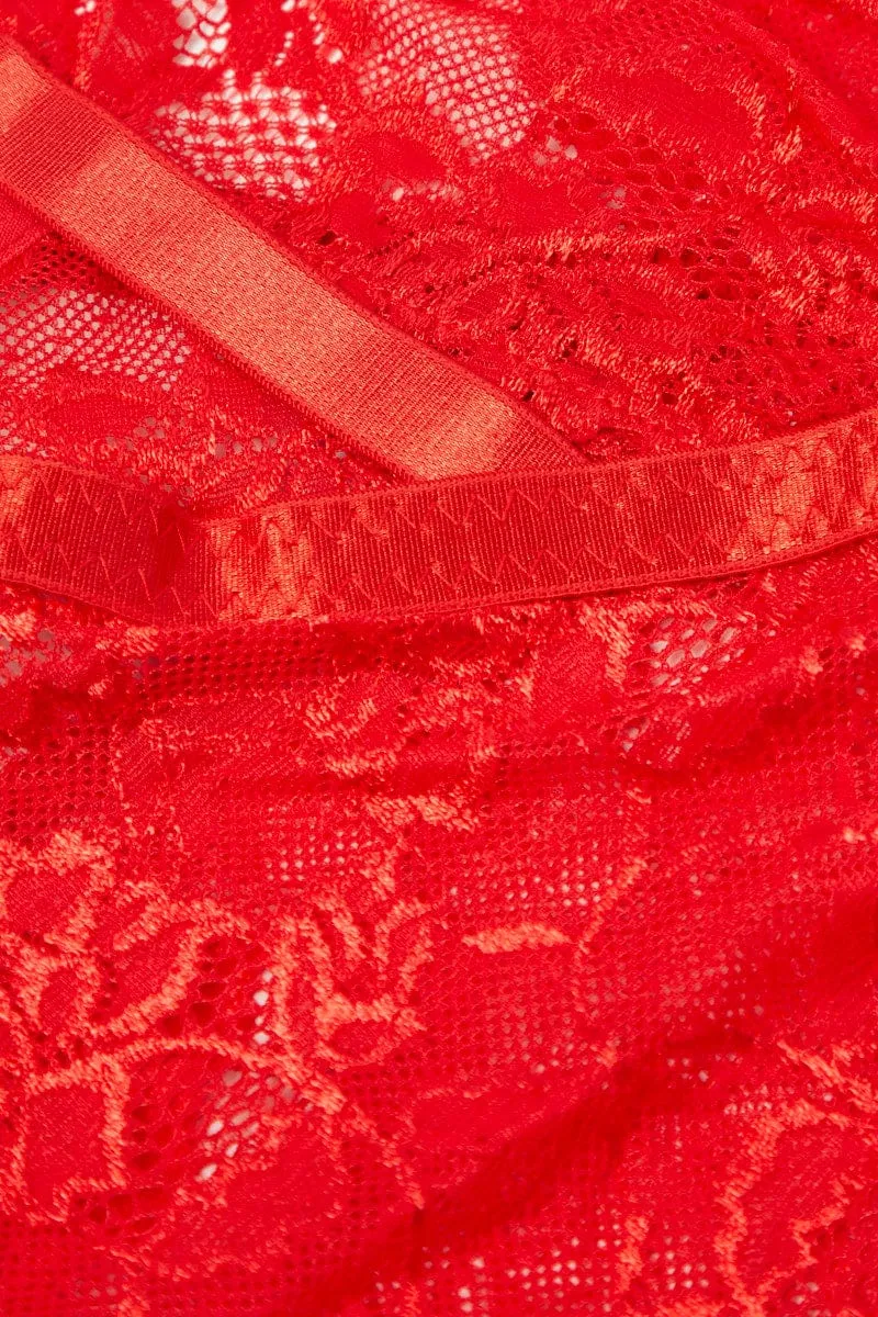 Sustainable Manufacturing Leader Core Red Lace One Piece Bodysuit