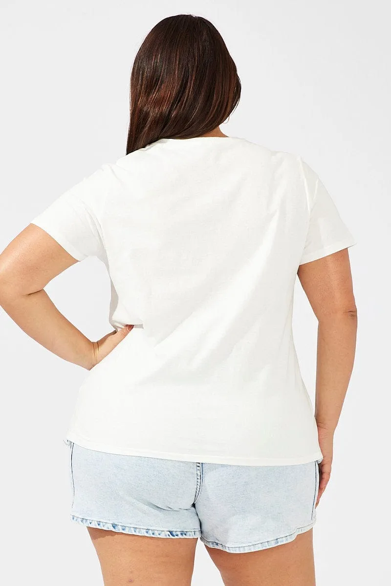 Minimal Fashion Regular fit normality White Graphic T-shirt Short Sleeve Crew Neck